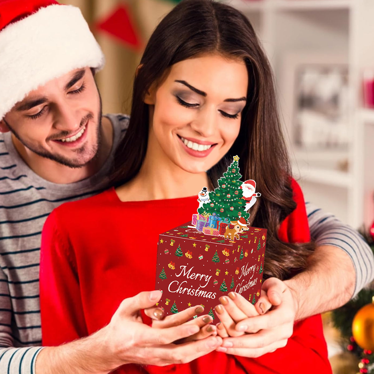 Christmas Money Box For Cash Gift Pull Surprise Money Holder Cash Gift Xmas Money Pull Box With Christmas Tree Card And Transparent Bags For Christmas Birthday New Year Party Supplies