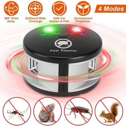 360 Ultrasonic Pest Repeller Electronic Plug-in Pest Control Mouse Chaser Blocker Repellent Deterrent With Pressure Wave & Ultrasonic Sound For Indoor Use