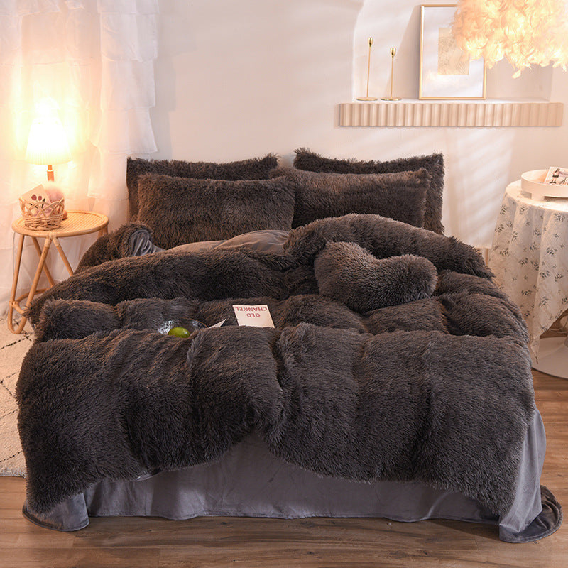 Luxury Thick Fleece Duvet Cover Set: Queen/King Size Winter Bedding