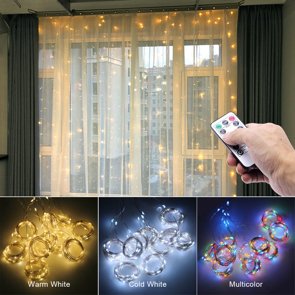 LED Curtain Garland On The Window USB String Lights Remote Control Christmas Decorations For Home Room - Casa De Renova 