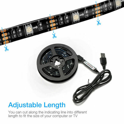 4x50CM USB 5V RGB LED Strip  Background Light  Remote Kit For TV Computer Lamp