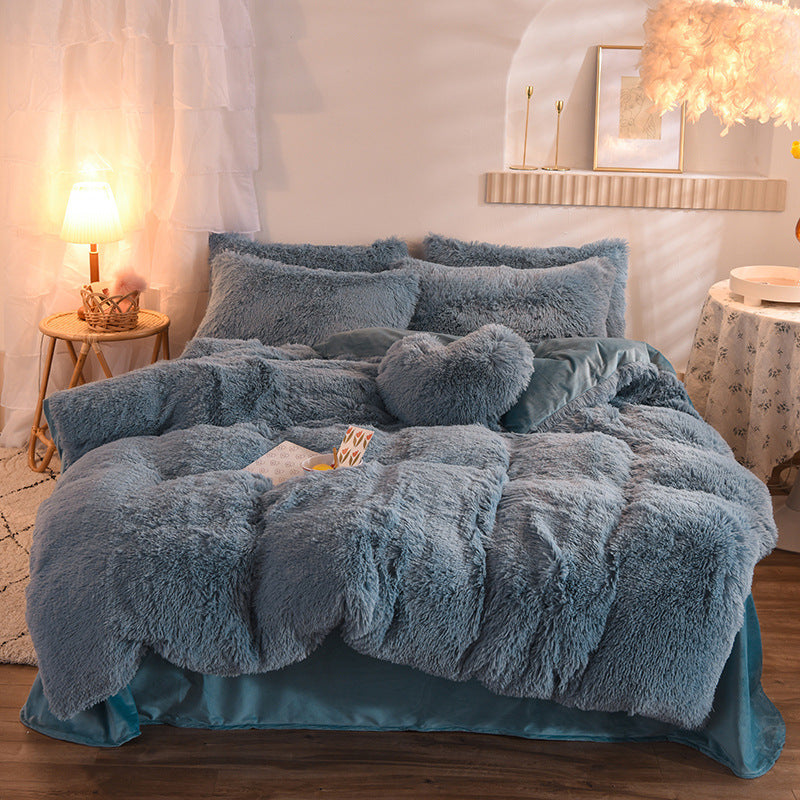 Luxury Thick Fleece Duvet Cover Set: Queen/King Size Winter Bedding