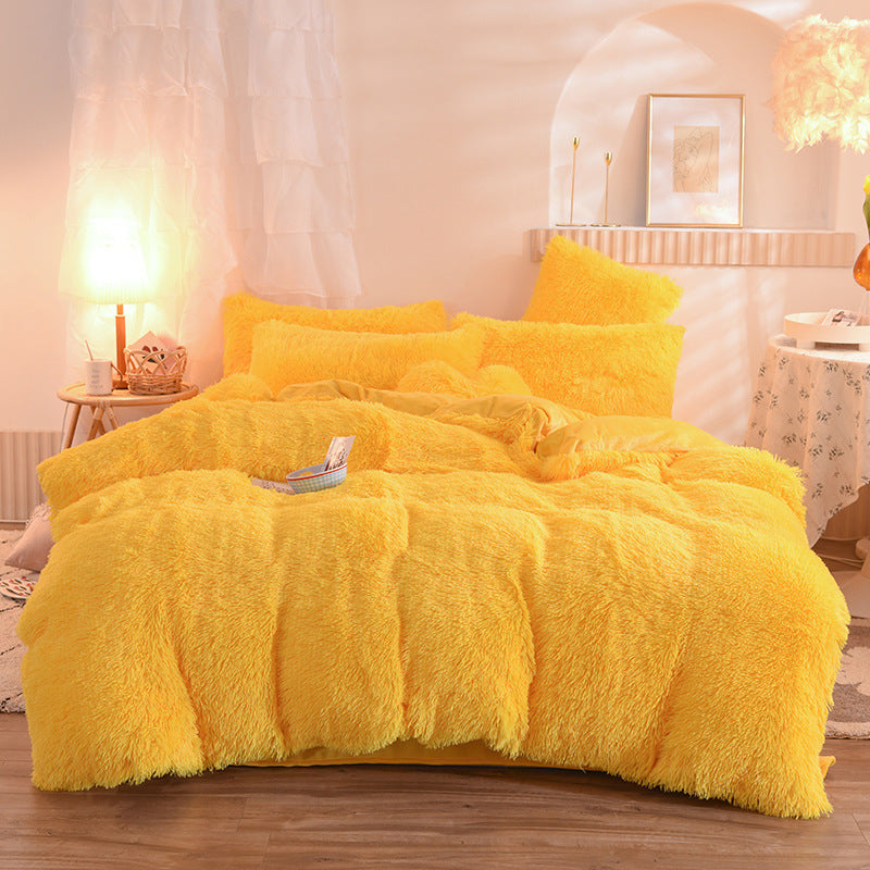 Luxury Thick Fleece Duvet Cover Set: Queen/King Size Winter Bedding