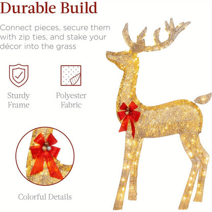 Golden Christmas Reindeer Set - 3-Piece Holiday Decoration