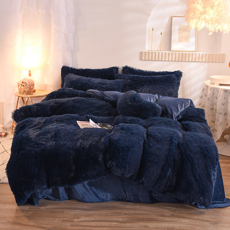 Luxury Thick Fleece Duvet Cover Set: Queen/King Size Winter Bedding