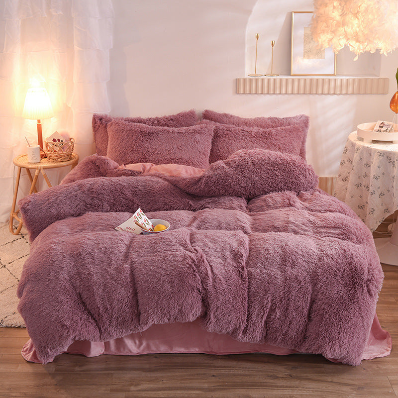 Luxury Thick Fleece Duvet Cover Set: Queen/King Size Winter Bedding