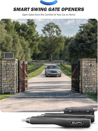 Automatic Gate Opener, Dual Swing Smart App-Controlled Electric Opener for Gates up to 2×900 Lb and 20 Ft, Driveway Swing Gate System with Remote Access