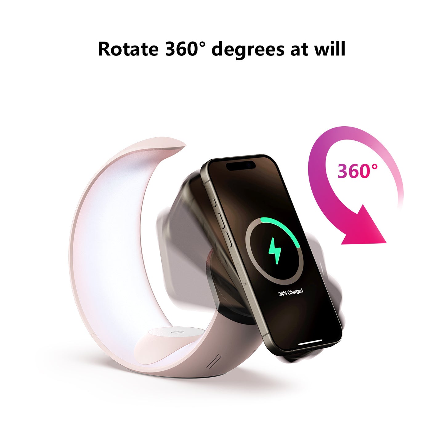 4-in-1 Crescent Magnetic Wireless Charger Stand For Multiple Devices NO Plug