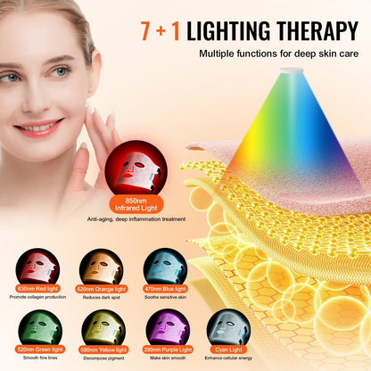 VEVOR Red Light Therapy Mask 7-Color LED Face Mask Light Therapy With 850nm NIR - Casa De Renova 5