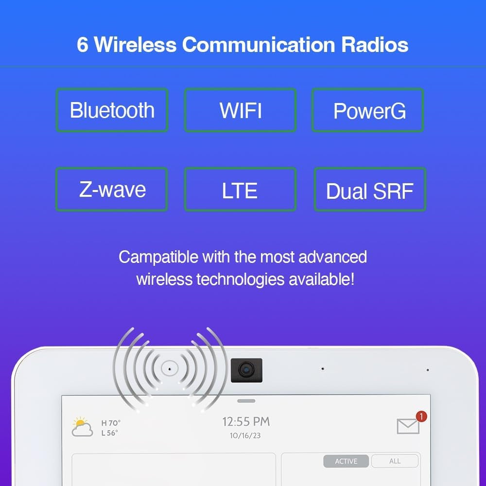 IQ Panel 4: Wireless Smart Home Security System Alarm Panel for House Protection and Home Automation. Easily Integrate with Alexa, Window Alarms, Cameras and More. 319.5 Mhz