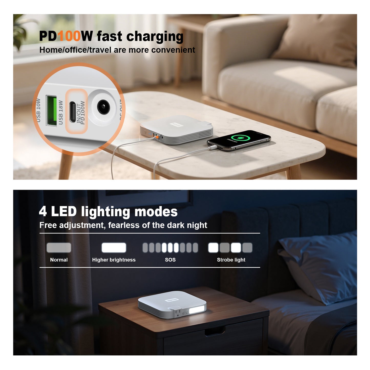 Portable Power Station,100W 88.8Wh 24000mAh Powerbank Portable Emergency Backup Power Supply ,No Solar Panel - Casa De Renova 5