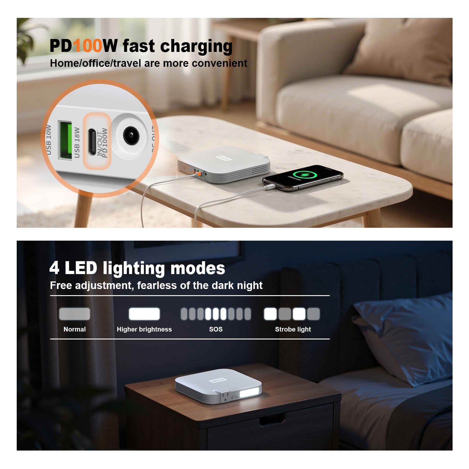 Portable Power Station,100W 88.8Wh 24000mAh Powerbank Portable Emergency Backup Power Supply ,No Solar Panel - Casa De Renova 5