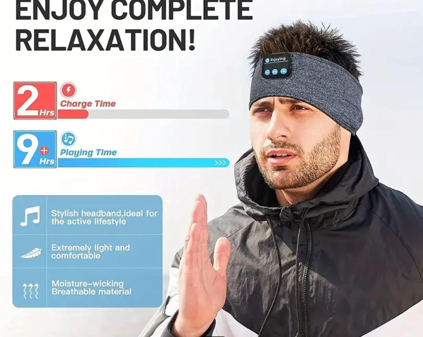 Bluetooth Sleep Hood Headphones Wireless Music Sports Headband