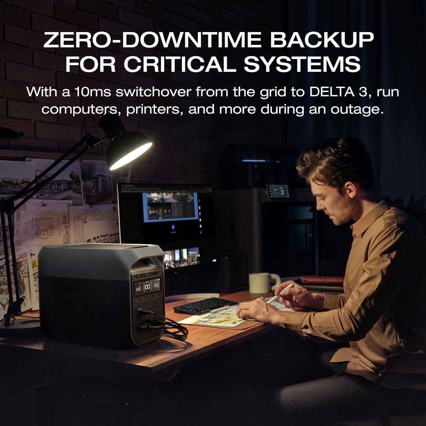 DELTA 3 Portable Power Station, 1024Wh Lifepo4 Battery, Full Charge in 56 Min, 1800W AC/100W USB-C Output, Solar Generator(Solar Panel Optional) for Home Backup Power, Camping & Rvs