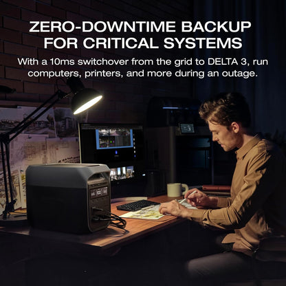 DELTA 3 Portable Power Station, 1024Wh Lifepo4 Battery, Full Charge in 56 Min, 1800W AC/100W USB-C Output, Solar Generator(Solar Panel Optional) for Home Backup Power, Camping & Rvs