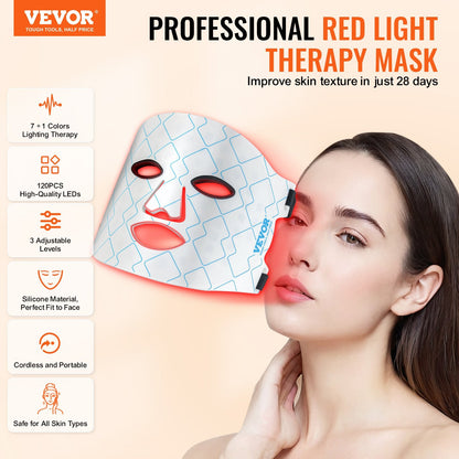 VEVOR Red Light Therapy Mask 7-Color LED Face Mask Light Therapy With 850nm NIR - Casa De Renova 5
