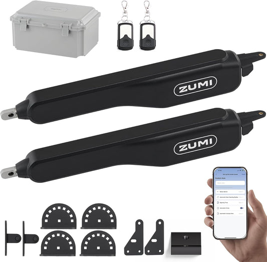 Automatic Gate Opener, Dual Swing Smart App-Controlled Electric Opener for Gates up to 2×900 Lb and 20 Ft, Driveway Swing Gate System with Remote Access