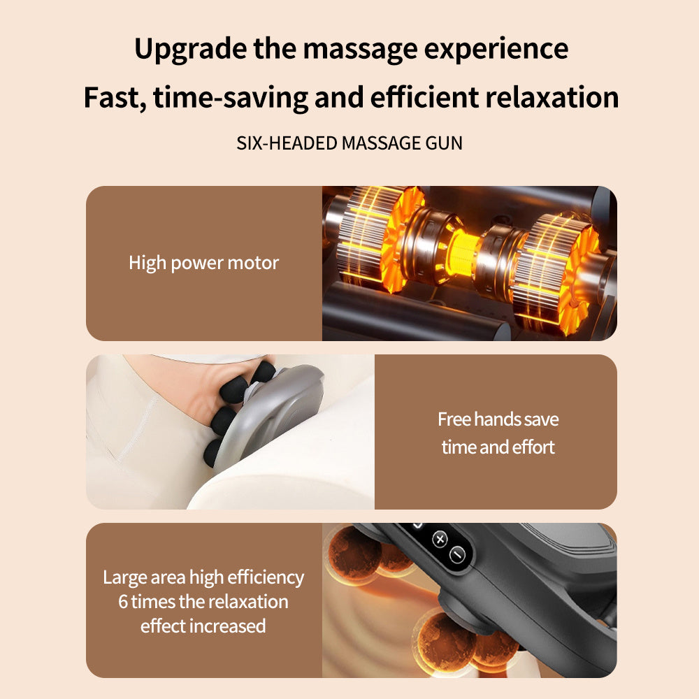 Handheld Deep Tissue Massagers  Percussion Massage Gun  6-Head Back Massager For Muscle Relaxation In Back Leg Neck Shoulder And Body Gifts For Families And Friends - Casa De Renova 5