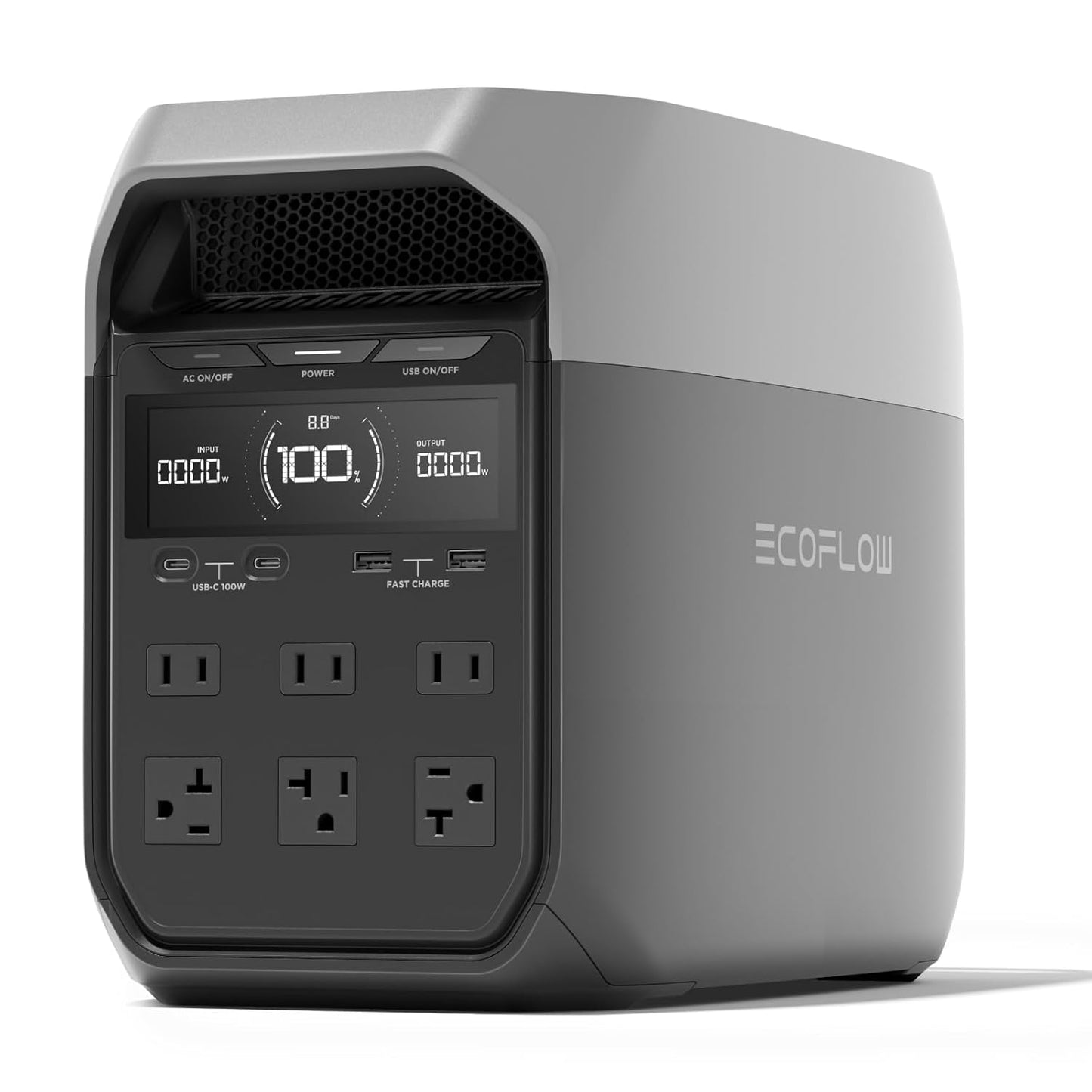 DELTA 3 Portable Power Station, 1024Wh Lifepo4 Battery, Full Charge in 56 Min, 1800W AC/100W USB-C Output, Solar Generator(Solar Panel Optional) for Home Backup Power, Camping & Rvs