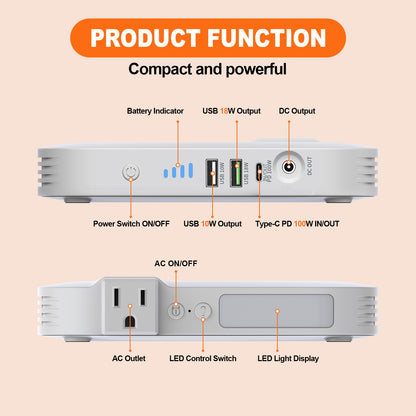 Portable Power Station,100W 88.8Wh 24000mAh Powerbank Portable Emergency Backup Power Supply ,No Solar Panel - Casa De Renova 5
