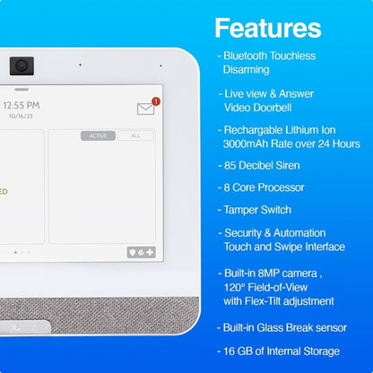 IQ Panel 4: Wireless Smart Home Security System Alarm Panel for House Protection and Home Automation. Easily Integrate with Alexa, Window Alarms, Cameras and More. 319.5 Mhz