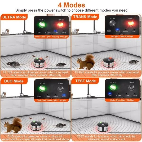 360 Ultrasonic Pest Repeller Electronic Plug-in Pest Control Mouse Chaser Blocker Repellent Deterrent With Pressure Wave & Ultrasonic Sound For Indoor Use