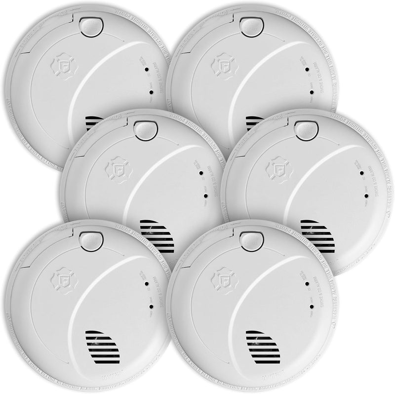 SMCO100V-AC, Interconnect Hardwire Combination Smoke & Carbon Monoxide Alarm with Battery Backup and Voice & Location Alerts, 6-Pack